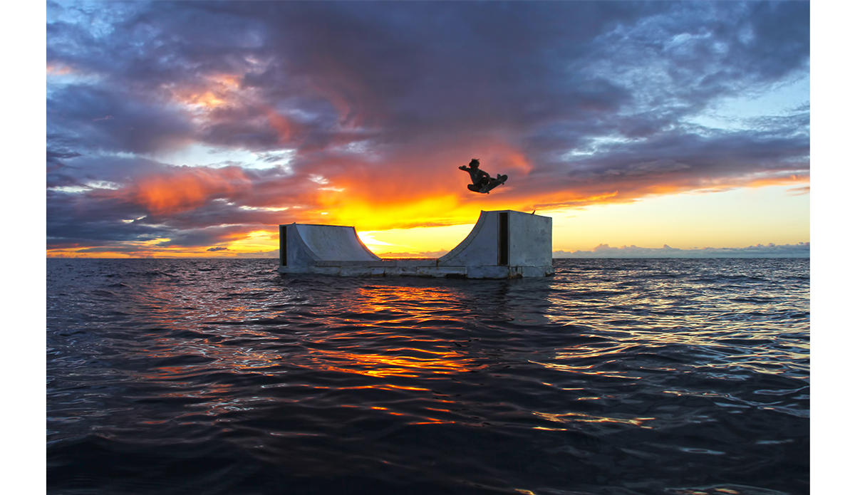 A shot of pro skater David Gonsalez on the floating mini ramp during the filming of Volcom\'s newest video \"True To This\"…what an epic adventure this was. Photo: <a href=\"https://instagram.com/manaphotohawaii\">Mana Photo Hawaii</a>