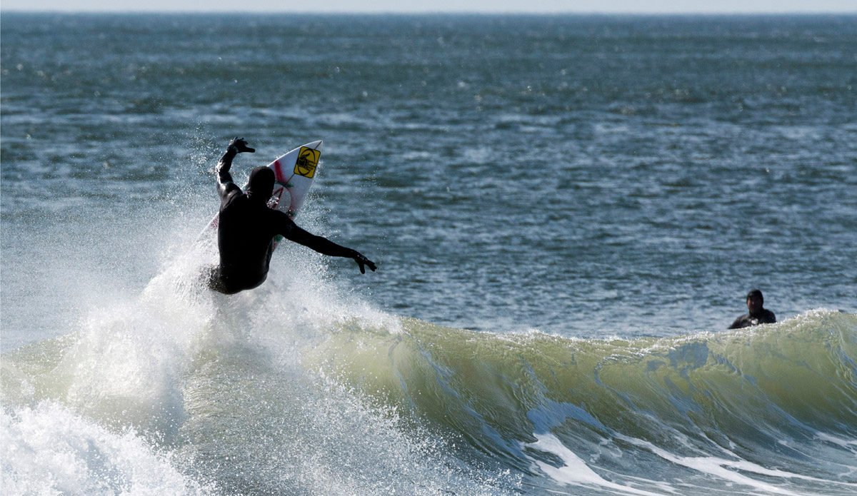 Clay Pollioni taking advantage of an uncrowded lineup and the off shore winds. Photo: <a href=\"https://shoreshotimages.zenfolio.com\">Mary Dunham</a>