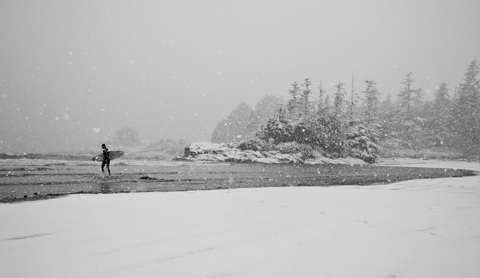 In Tofino, we have a few really snowy days during the year. This is Raph Bruhwiler at one of the local beaches. Photo: <a href=\"https://www.jeremykoreski.com/\" target=_blank>Jeremy Koreski</a>