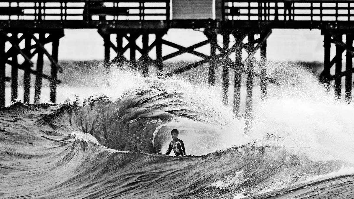 Billy Hopkins, South Side Seal Beach Pier. Photo: <a href=\"https://aladdinsurfmag.net/\"> Foster </a>