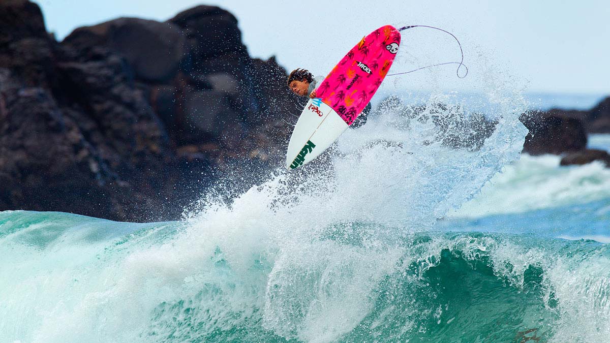 Bryce Marino here is one of the few guys that has no fear at this wave. I love finding angles and a surfer that fully commits to a section. Photo: <a href=\"https://aladdinsurfmag.net/\"> Foster </a>