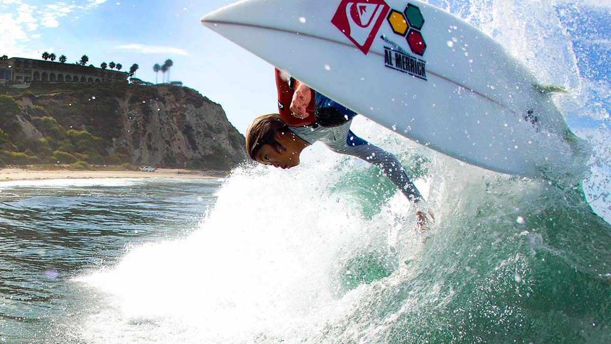 I have always liked this shot of Kanoa. Pretty hard to get a backside water shot but to me, this shows his focus and is one of those turns that you don\'t really realize how sick it is in real time. He\'s kinda all grown up now and I miss our daily surf trips and horrible free style rap we used to do...I am talking really bad, haha. Photo: <a href=\"https://aladdinsurfmag.net/\"> Foster </a>