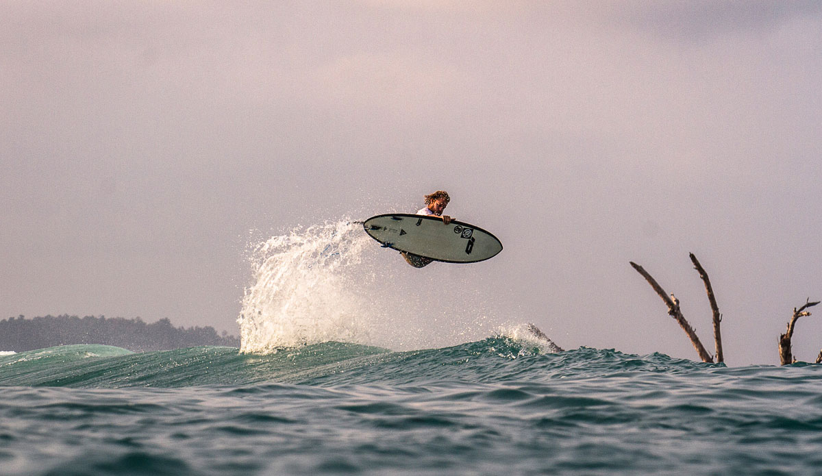Surf guide Matthew Burke working hard but making it look easy. Photo: <a href=\"http://johnbarton.net.au/\">John Barton</a>