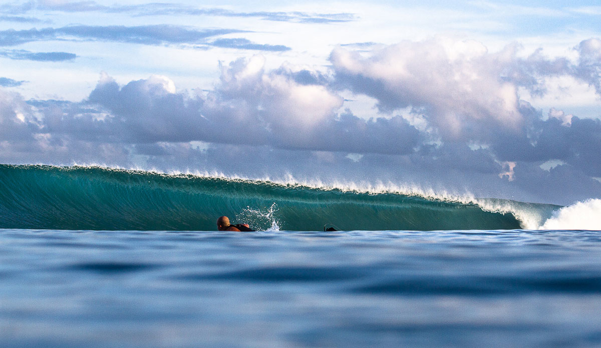 Difficult to stay focused on paddling for the horizon when the clean-up sets are this damn pretty. Photo: <a href=\"https://johnbarton.net.au/\">John Barton</a>