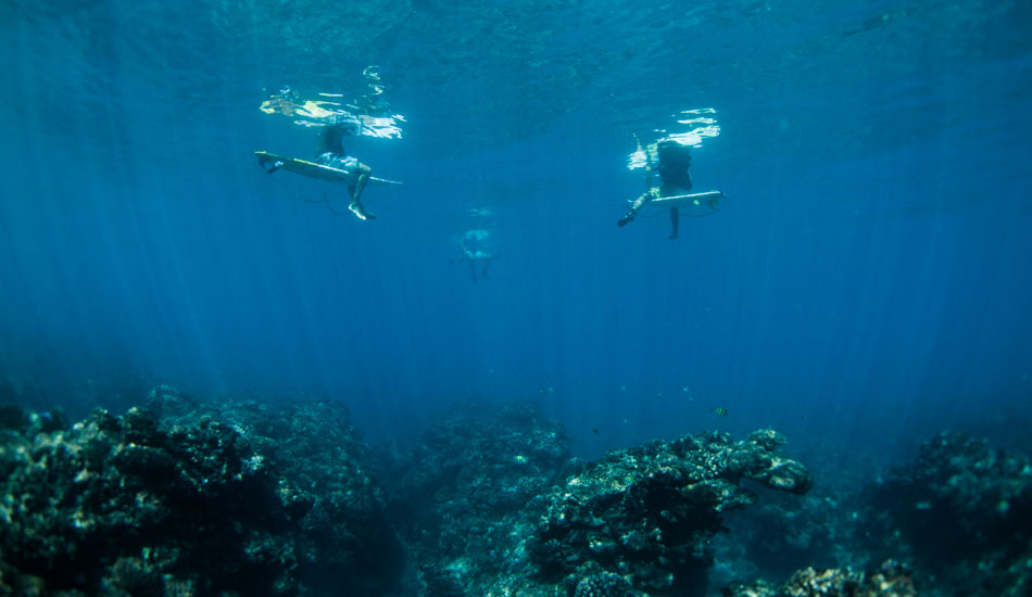 Talking story in the lineup.. not a bad place to catch up with old friends. Photo: <a href=\"https://www.hungrywalrus.com/\" target=_blank>John Maher</a>