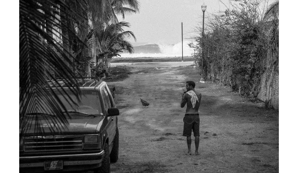 The second day of the trip, the swell really started to show. The wind wasn\'t good off the bat so I cruised around the beach with my camera for a while. It\'s important to have offshore winds at Puerto. Otherwise, it\'s just way too dangerous. Photo: <a href=\"https://www.hungrywalrus.com/\" target=_blank>John Maher</a>