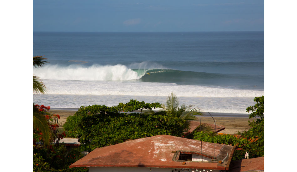 This was the only perfect, clean set of the morning. Here is Nic Lamb on the first wave.  Greg Long got the second one. You probably saw the mental video of it on Surfline. Photo: <a href=\"https://www.hungrywalrus.com/\" target=_blank>John Maher</a>