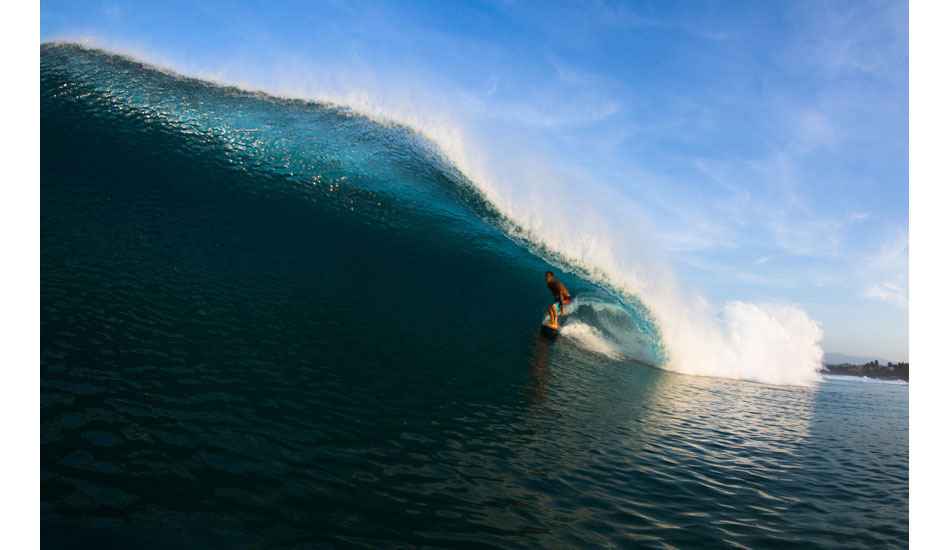 Derek Dunfee is a great childhood friend who also spends a couple months each year hunting Puerto\'s dredging barrels. Here he is riding a 5\'6\" Jeff McCallum quad-fin while a lot of surfers were riding step-up boards. Photo: <a href=\"https://www.hungrywalrus.com/\" target=_blank>John Maher</a>