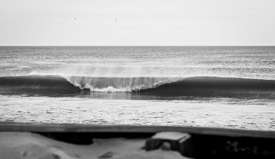 Though it was much smaller than we expected at first light, there were some perfect little waves peeling off in Kill Devil Hills, N.C. Photo: Shaun Devine.