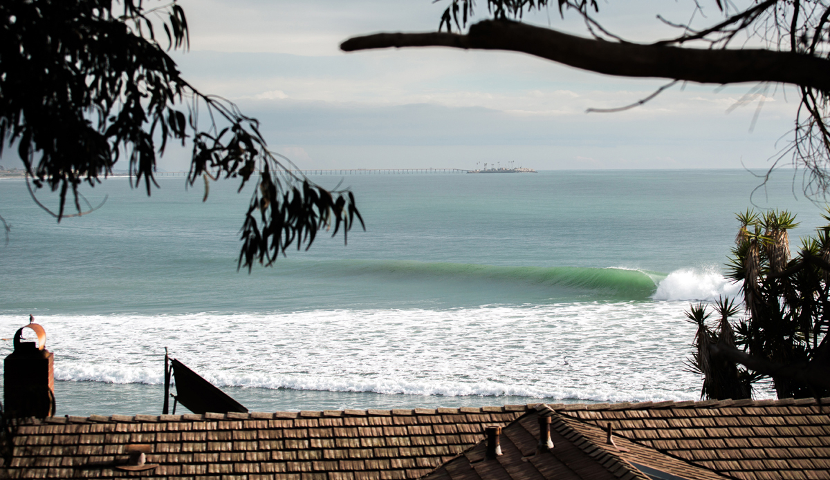 Oh the glorious queen of the coast. One of my favorite places to shoot and one of my favorite photos I have shot here. This was shortly after the new bike path was finished, providing a nice spot to shoot from. If you look close you can see someone in the tube. Photo: <a href=\"https://abovethereef.com/\">Josh Gill</a>