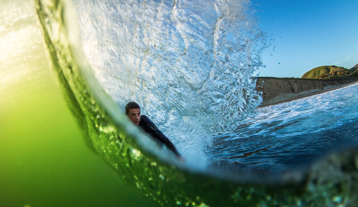 This final frame shot of Boyd Petersen driving through an emerald gem near his home is one of my favorite surf images I have shot from the water. I can\'t wait to score this place again. Photo: <a href=\"https://abovethereef.com/\">Josh Gill</a>