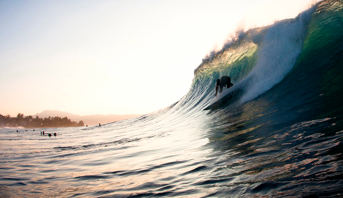 Kelly Slater on a Backdoor bomb. Photo: Juan Bacagianis