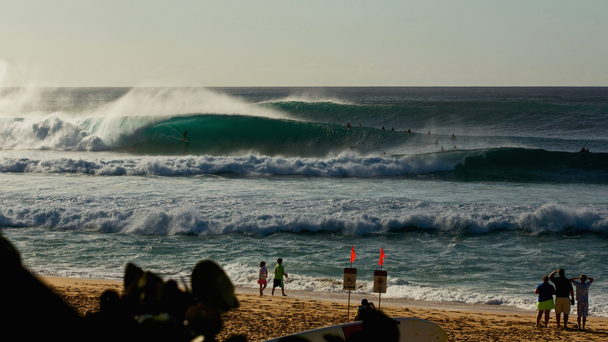 The end of one of the best days I have personally ever seen at Pipeline. December 21, 2013. I was at the beach all day and I did not leave until dark. Cracking Pipe; sun up to sun down. 