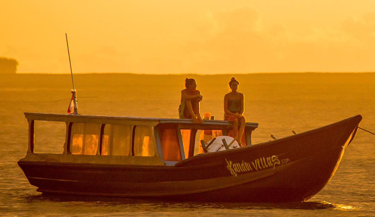 Rooftop sunset watching.