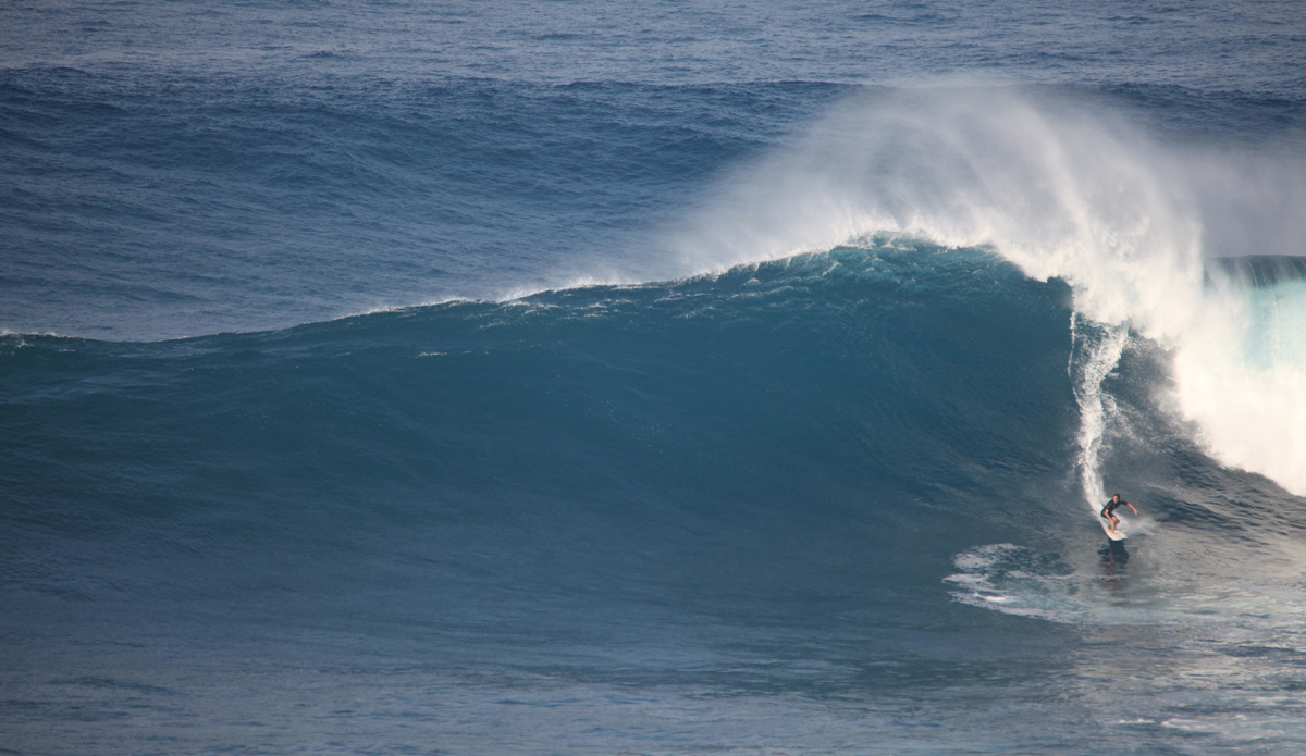 Kelly Slater at Pe\'ahi (Jaws) on Jan 16, 2016. Photo: Shannon Marie Quirk @shannonreporting