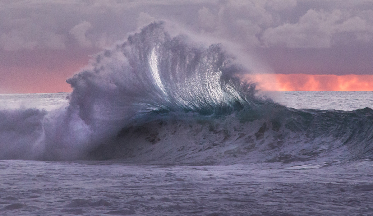 Sailfish. Backlit backwash and a North Shore sunset.