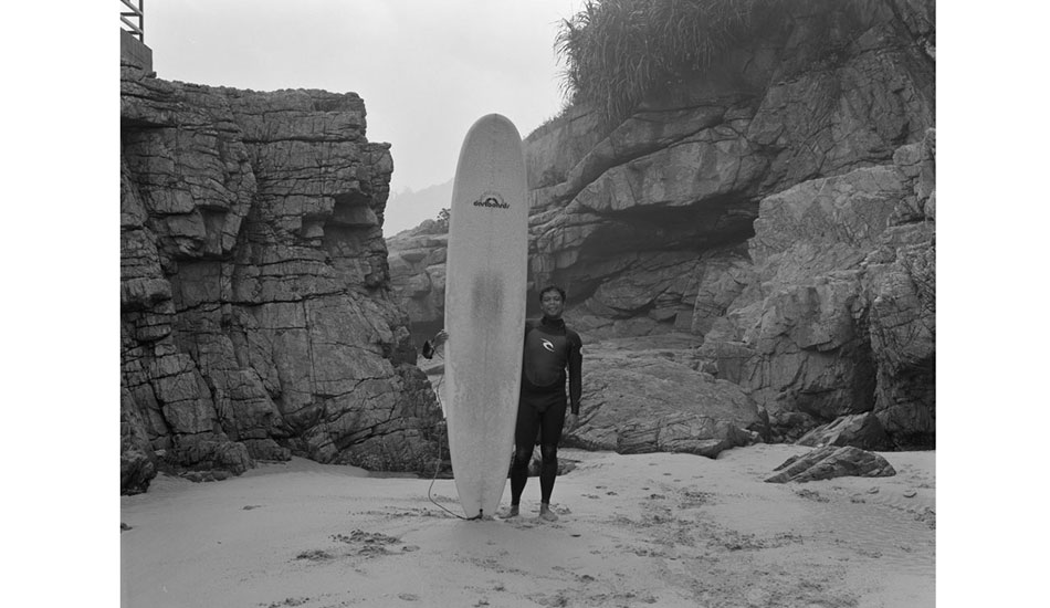 Portrait of surfer in the cove. Photo: <a href=\"https://www.stephenarthurmilner.com\">Stephen Milner</a>