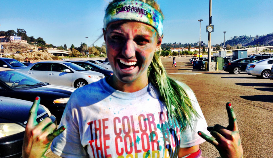 This was at the Color Run earlier this year. It is just a 5k run, but its SO much fun. as you run, everyone has huge bags of color that we throw all over each other. As you can see here, I got pretty color bombed. Photo: <a href=\"https://www.liebervision.com/\" target=_blank>Aaron Lieber</a>