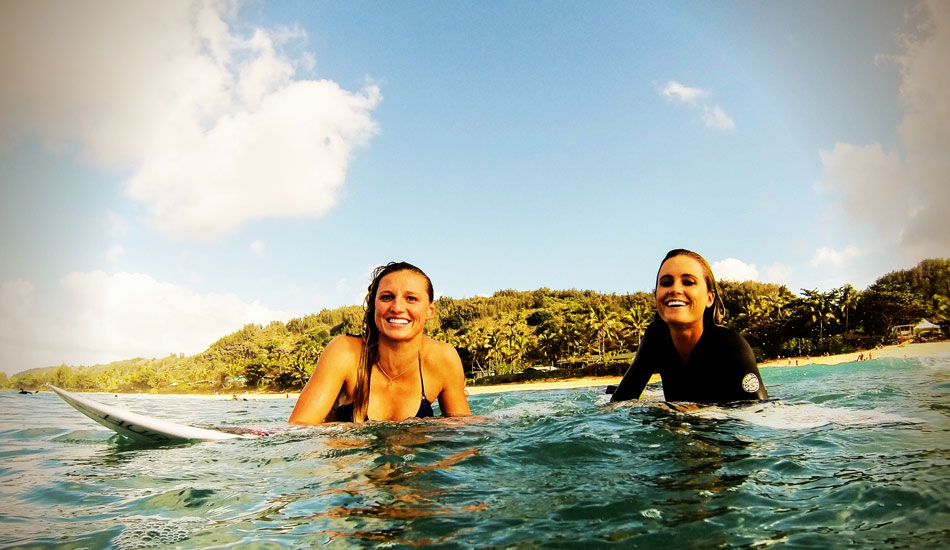 All the girls on Tour are super fun and sweet to hang with. This Alana Blanchard and I in Hawaii. Photo: <a href=\"https://www.liebervision.com/\" target=_blank>Aaron Lieber</a>