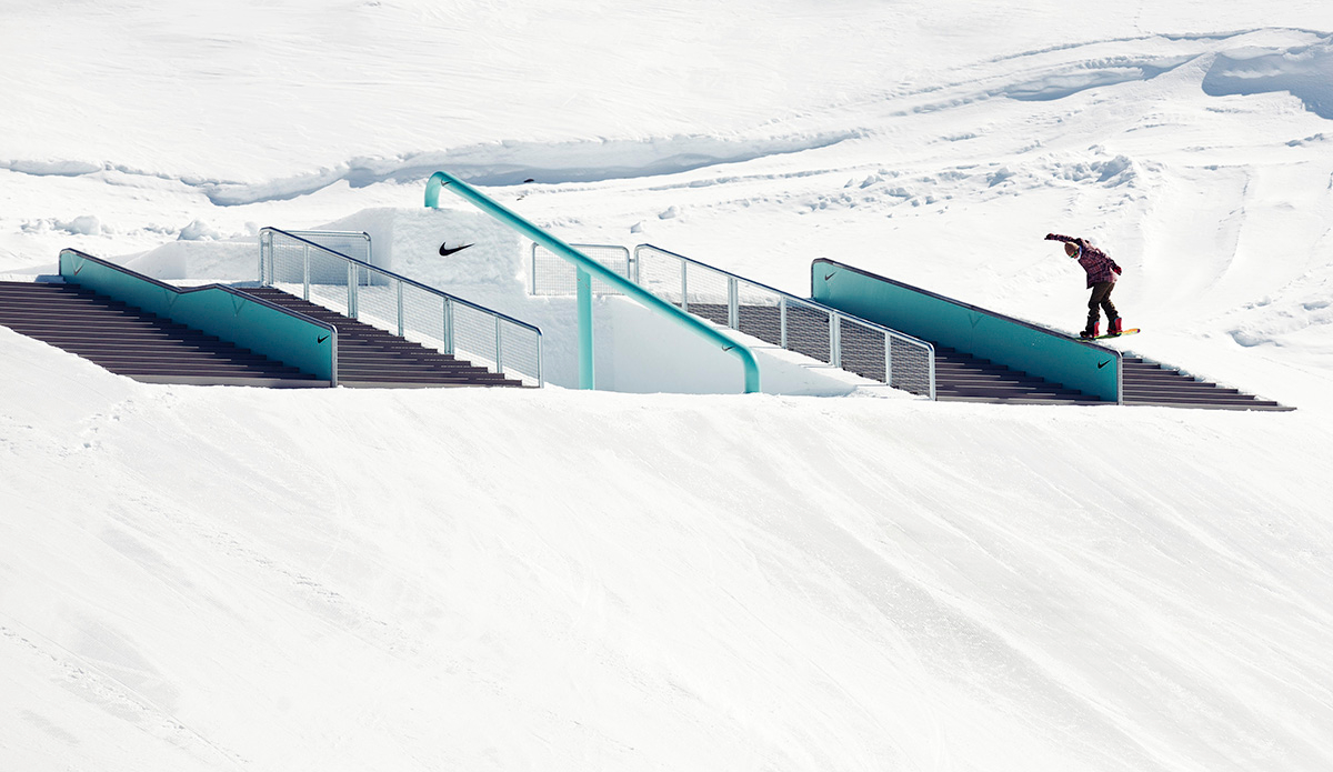 Matt Ladley greasing a rail at the Nike Chosen Sessions in Austria. Photo: <a href=\"https://lauraaustin.4ormat.com/\">Laura Austin</a>