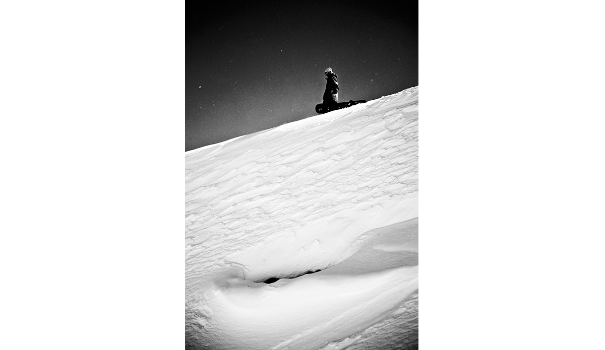 Jason Robinson scoping out his line in the Tahoe backcountry. Photo: <a href=\"https://lauraaustin.4ormat.com/\">Laura Austin</a>