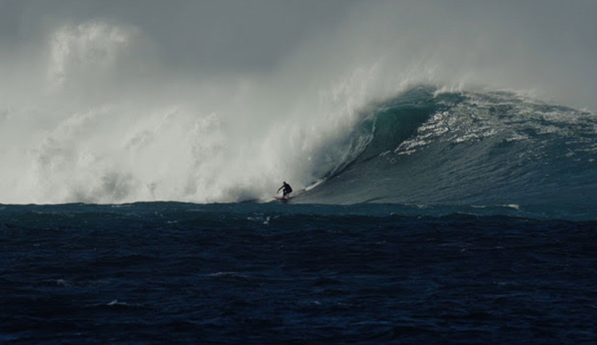 \"It would have been awesome to paddle this wave with less wind. It’s a little hard to notice in the images but it was howling.\" Photo: Ben Bagley