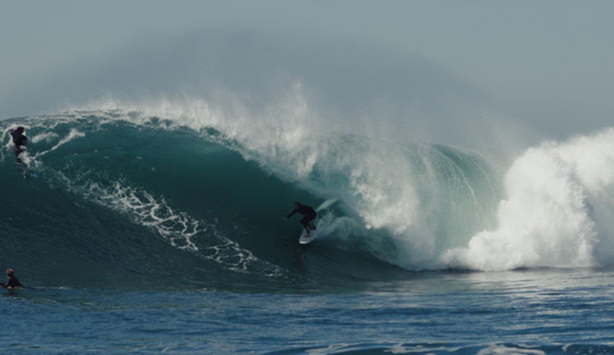\"Dylan at 51 years old and still going hard in heavy waves. It\'s so inspiring to see. He puts so much time and energy into all his team riders and mates when there is swell. I get so stoked to see him jag a bomb.\" Photo: Ben Bagley