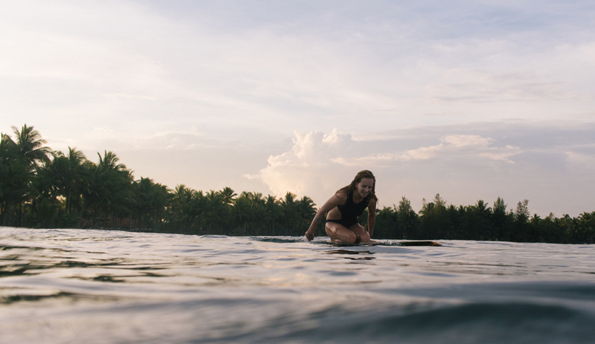 Here is @lolamignot one morning in Hossegor, France. We found this mini, super-fast right that looked like a lego point. The wave was dreamy because it had this grey and misty color to the ocean, and the right was just a perfect mini sand bar, all to us.  Photo: @binch_aquashots