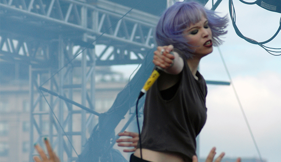 Crystal Castles’ Alice Glass elicits some audience participation through the booming bass of the duo’s set.