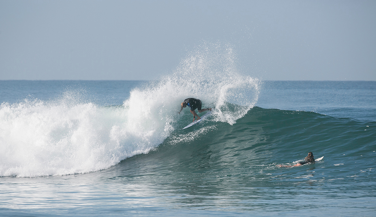 Fanning on his backhand. Photo: <a href=\"https://www.stevethrailkill.com\">Steve Thrailkill</a>