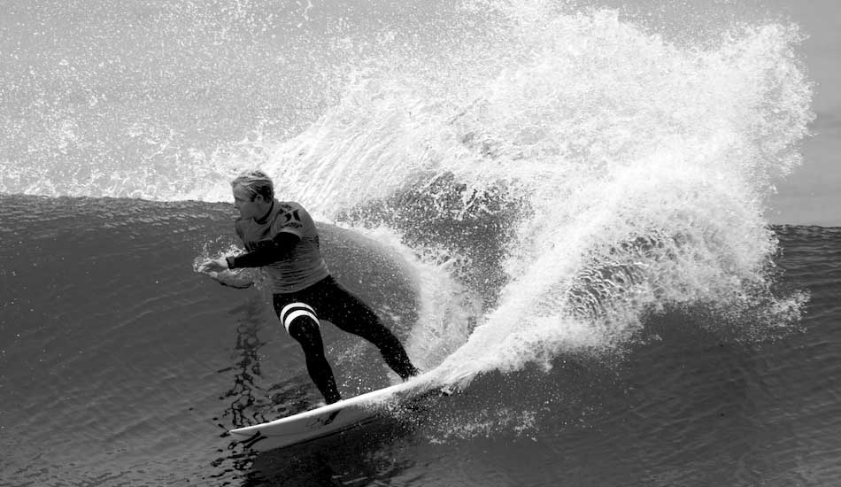 Nat Young knows Lower Trestles well and can lay down deep, powerful carves like this one all day. Photo: <a href=\"https://www.driftwoodfoto.com/\">Benjamin Ginsberg</a>