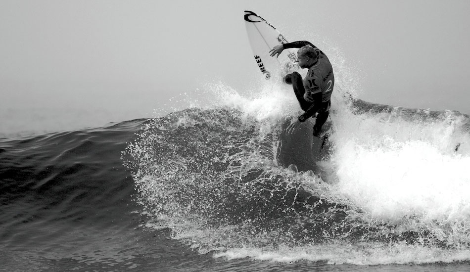 Not surprisingly, Mick Fanning blasted through more than one vertical face as he began his day at Lowers in the 2013 Hurley Pro. Photo: <a href=\"https://www.driftwoodfoto.com/\">Benjamin Ginsberg</a>