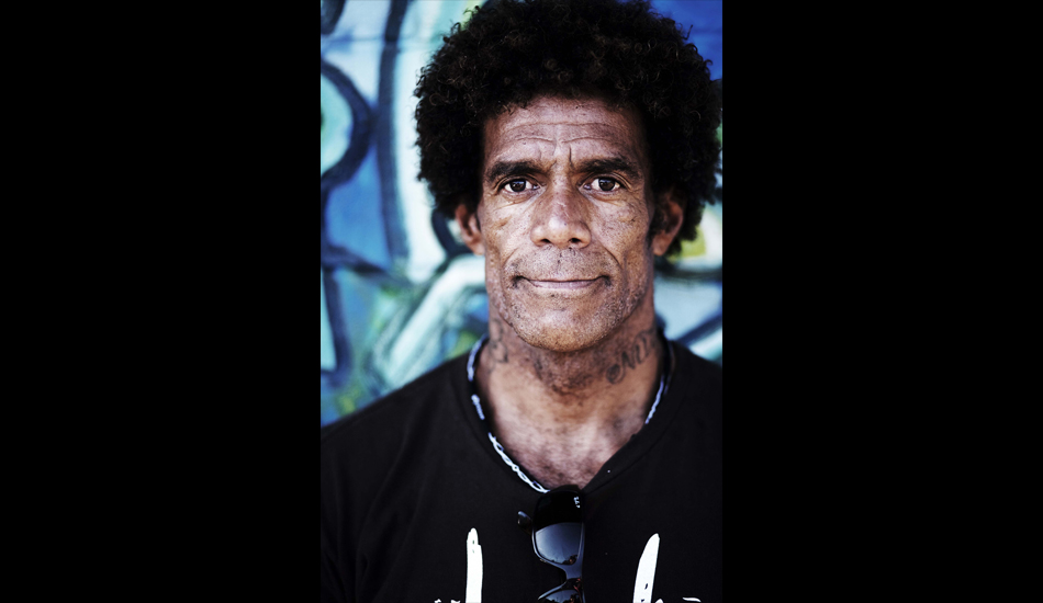 BUTTONS. 
Hawaiian surfer Montgomery \"Buttons\" Kaluhiokalani. Half Hawaiian, half African-American, and all talent during the 1970s. It was the \"anything is possible\" surfing of Hawaiians like Buttons that inspired the low-centers-of-gravity surf-skating of the Zephyr skate team. Photo: <a href=\"https://www.luciagriggi.com\" target=\"_blank\">Lucia Griggi</a>