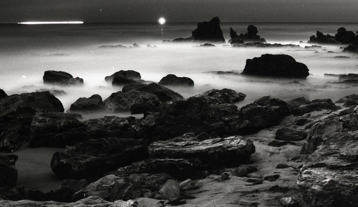 Long exposure of Crystal Cove, Newport using a 35 mm Nikon FE.  It took a little over 30 minutes to shoot this shot.