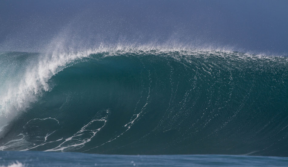 During the 2013 Pipeline Masters, a gorgeous wave came through and I was shocked no one took it, but I\'m not complaining. Photo: Luke Forgay