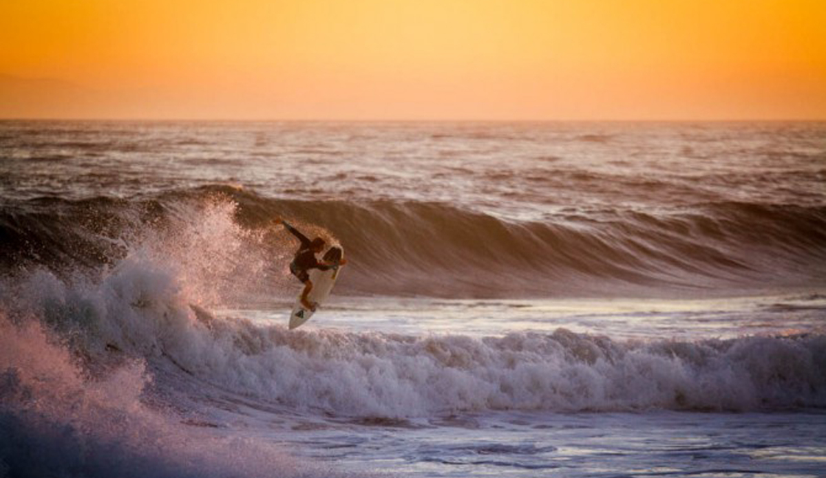Bobby Okvist finding an air section at a notorious barreling wave.