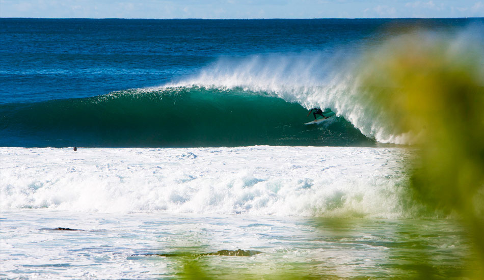 This is another break near my home. There are actually a lot of good reefs where I live. It looks like he is in the perfect position, but you wouldn\'t want to be any deeper. This wave is a peak, with the right tending to turn inside out on the end bowl, if you are anywhere but at the opening, it will pitch you straight into the lip and over onto the shelf. Right about where that guy in the foreground is come to think of it. The left is a little nicer, not as heavy, but harder to read. Photo: <a href=\"https://www.lukeshadbolt.com/\">Luke Shadbolt</a>