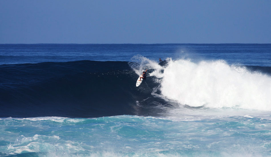 Kalani David working on sunset for the Jr. Pro. Photo: <a href=\"https://www.https://ryanmackphoto.blogspot.com/\" target=_blank>Ryan Mack</a>
