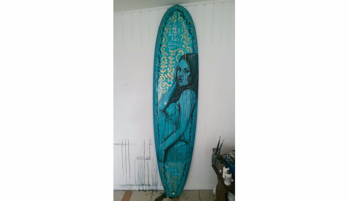 The Leza One GSI Surfboard in the artist\'s studio Photo Dave Aabo 