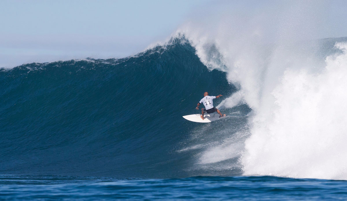 Kelly Slater found some of the best Margaret River Main Break waves of the event. Photo: <a href=\"https://www.worldsurfleague.com/\">WSL</a>/Cestari