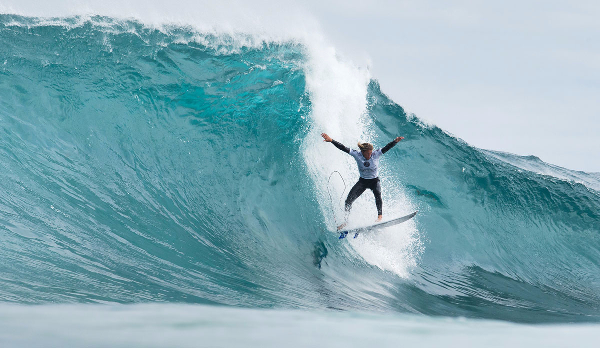Ricardo Christie of Mahia, New Zealand (pictured) free falls into a wave during his round 1 heat of the Drug Aware Margaret River Pro.  Christie placed third in his heat. Photo: <a href=\"https://www.worldsurfleague.com/\">WSL</a>/<a href=\"https://www.kellycestari.com/\">Cestari</a>
