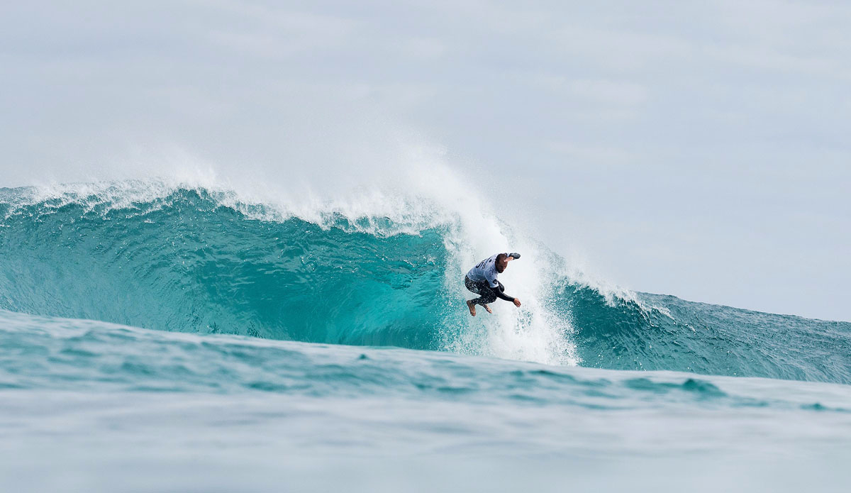 C.J. Hobgood of Melbourne, Florida, USA (pictured)  free fell from the top of a large wave during Round 1 of the Drug Aware Margaret River Pro. Photo: <a href=\"http://www.worldsurfleague.com/\">WSL</a>/<a href=\"http://www.kellycestari.com/\">Cestari</a>