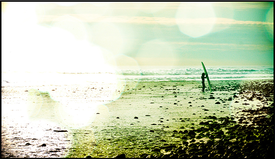 Low tide board retrieval.