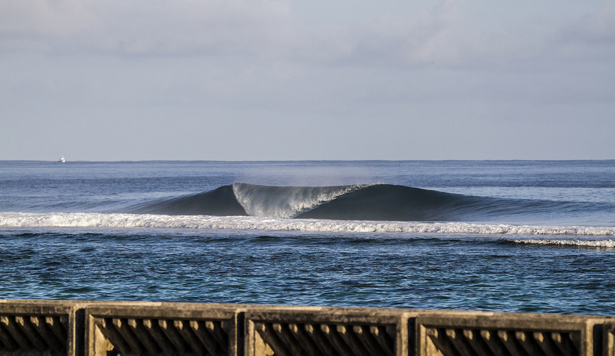 South Pacific Perfection (the guy I was shooting said he could barely see the waves coming in they where so glassy). Photo: <a href=\"https://www.mattburtphoto.com/\">MattBurt</a>
