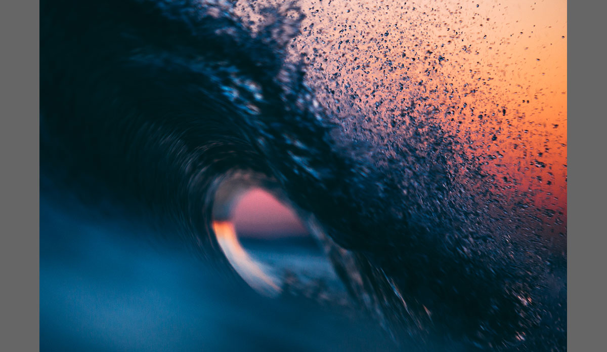 Coloring outside your guidelines - This is what I mean when I say I want to capture what you don\'t see. This is something you can now examine and see the detail of. Like a thousand swarming bees these droplets of water, each individual and unique for only a moment, are suspended mid-flight in this photograph. Highlights of a freshly fallen sun create a pastel base and the swirling of a crashing wave captures and creates a funnel of air that\'s changing and contracting. These images are for me, they\'re personal in a lot of ways, this is my image, it\'s what I lived, this moment in time is a vision from my life, a sunset wave breaking in New York. Photo: <a href=\"https://www.clarkography.com/\" target=_blank>Matt Clark</a>