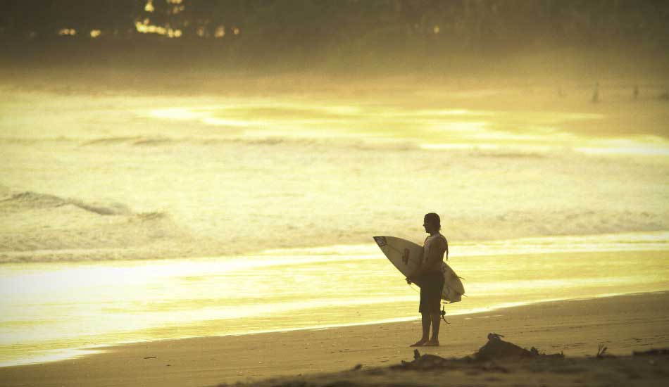 My friend Rico coming in after a fun sundown session and taking a last look at the ocean. Photo: <a href=\"https://mattdegreff.com/\" target=_blank>Matt Degreff</a>.