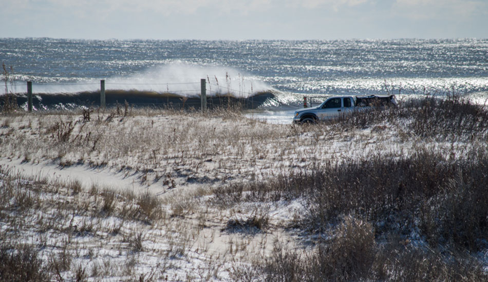 Driving on the beach is always an adventure. Photo: Matt Landon