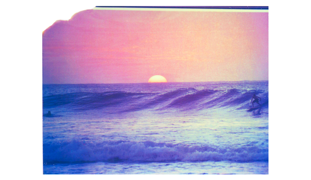 Surfing in a purple sea in Puerto Rico.