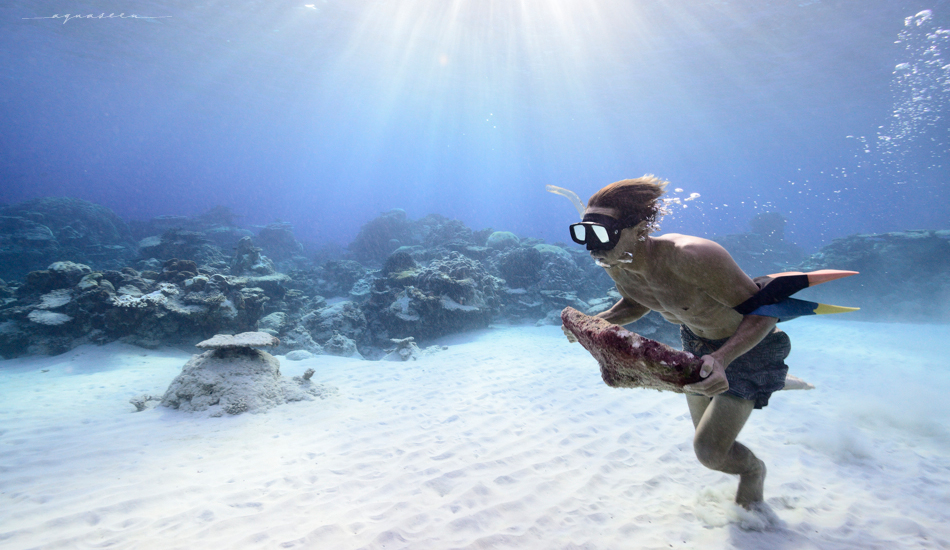 The crystal clear waters of Micronesia make a perfect place to get in shape for the approaching swells. Photo:<a href=\"https://aquaseen.com/\">Matt Shepherd</a>