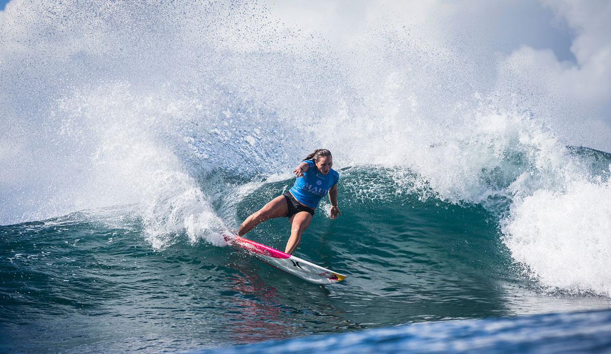 Carissa Moore.  Photo: <a href=\"https://www.worldsurfleague.com/\">WSL</a>/<a href=\"https://www.instagram.com/damien_poullenot/\">Poullenot</a>